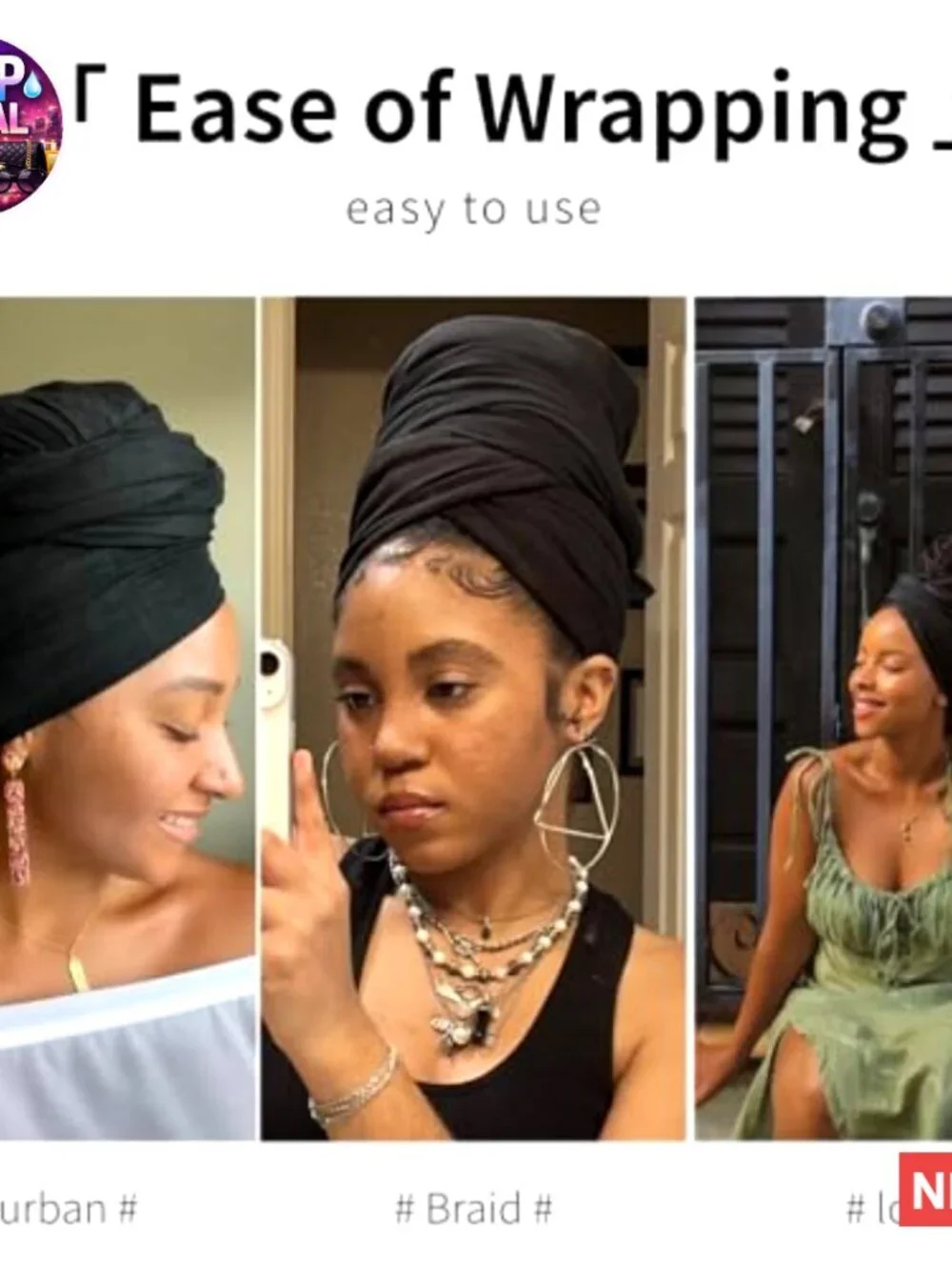Soft Polyester Head Wrap Scarf for Long Hair Headbands